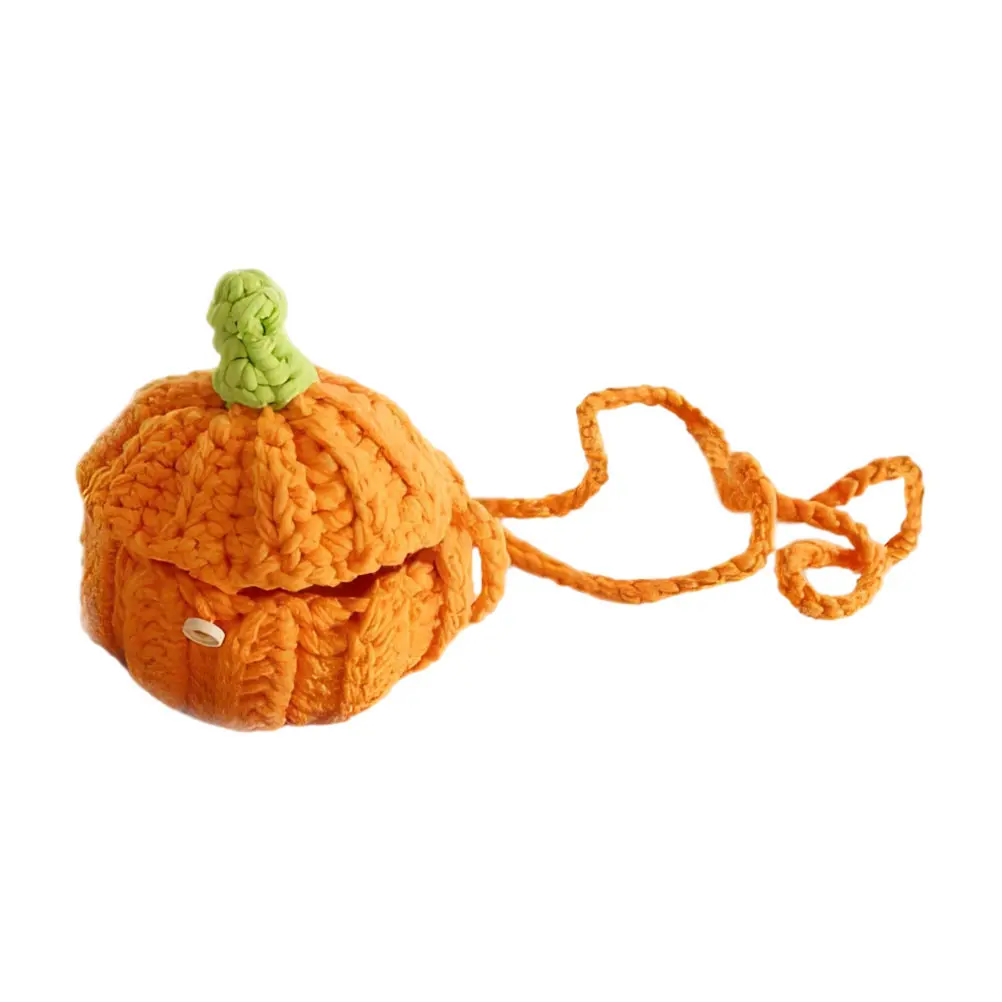 

C y Bag Knitted Small Cross Body Pouch Cookie Storage Reusable Durable Creative Pumpkin Pattern Stylish Summer Parties