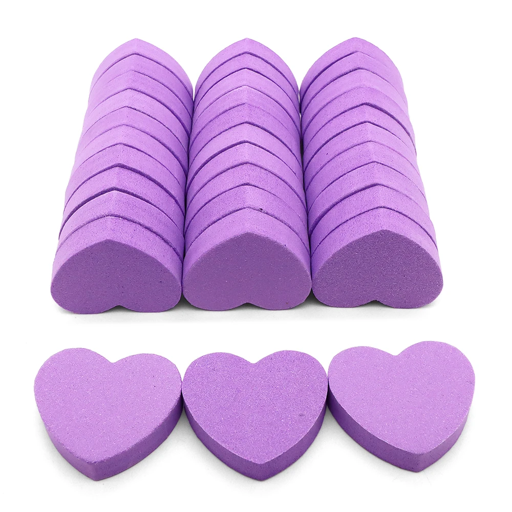 1000Pcs Heart Shape Double Sided Disposable Nail File Block Wholesale Sponge Buffers File Shaping Smoothing Toenails Fingernails