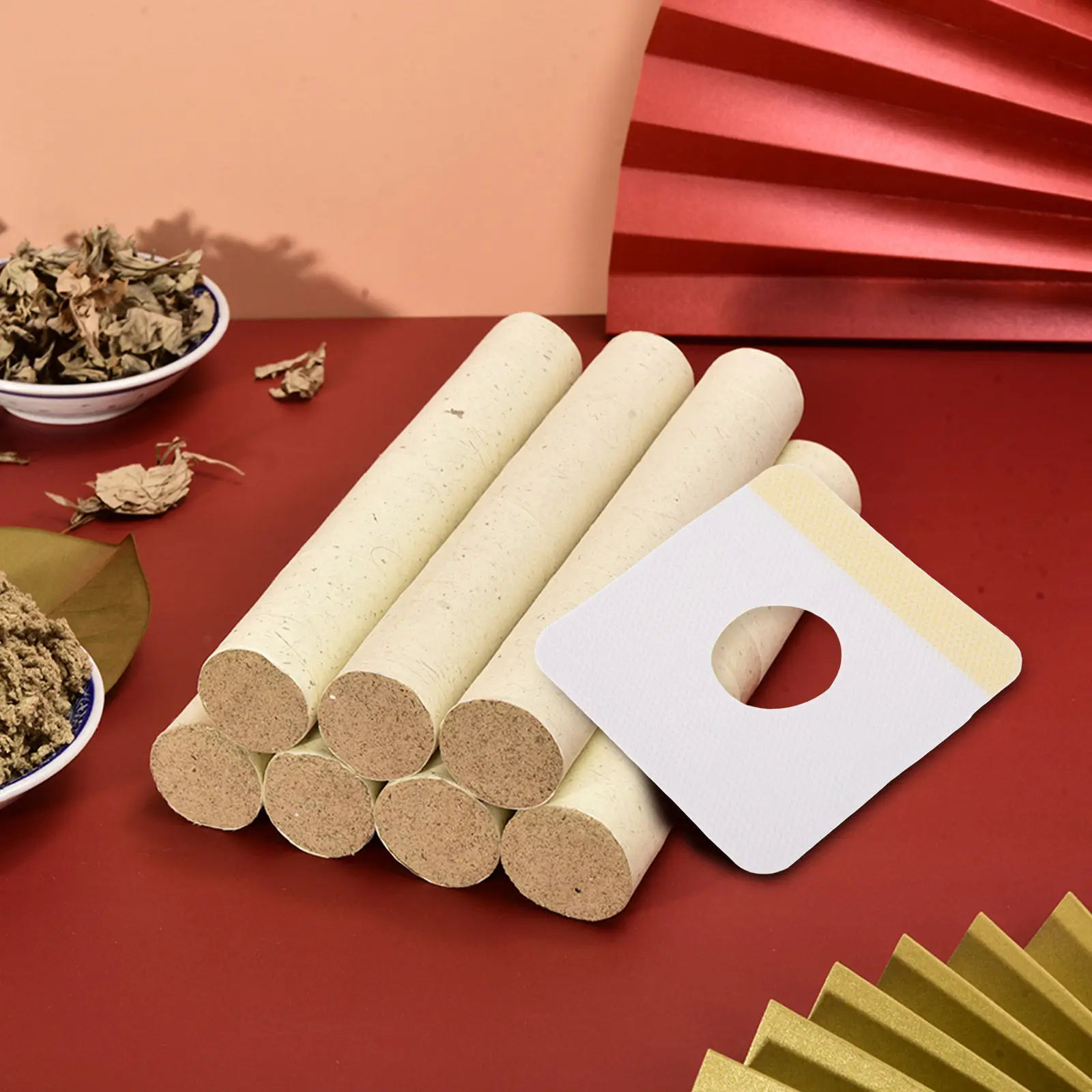 100Pcs Adhesive Moxibustion Patches Non-Woven Hole Design Skin-Friendly Soft Comfortable Professional Personal
