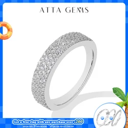 ATTAGEMS  New D Color VVS1 Moissanite Rings S925 Silver 18K Gold Plated Simple Half Band Wedding Engagement Gifts for Women Men