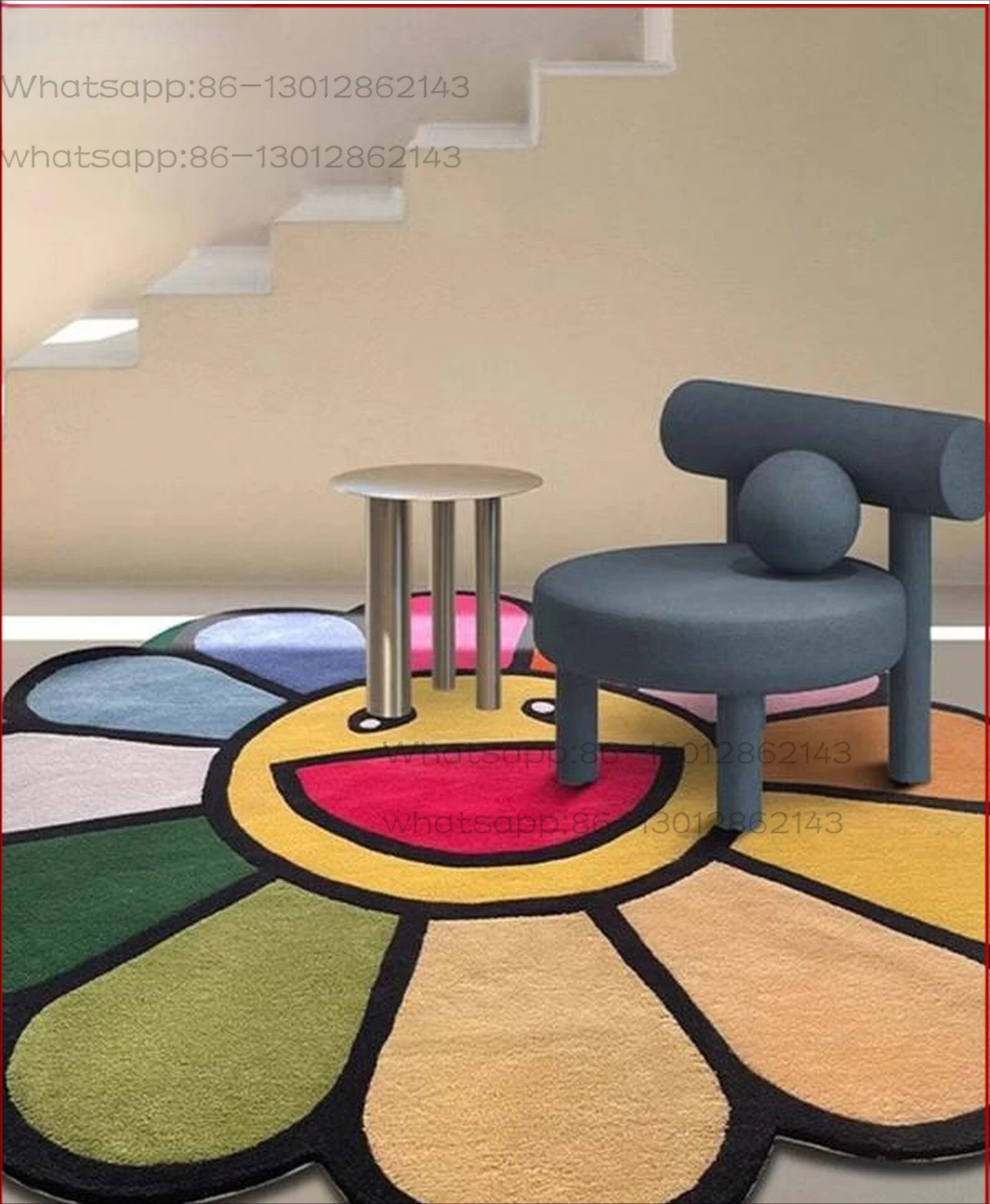 2026  NEW  Round carpet high-end color sofa coffee table blanket irregular bedroom floor mat