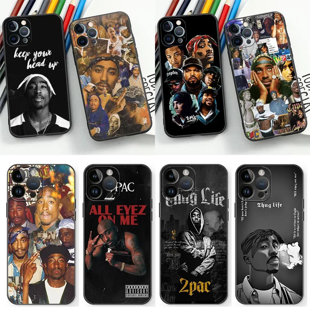 Rap Singer Tupac Shakur For iPhone 11 Case For iPhone 12 13 Mini 14 15 Pro Max Cases 8 7 Plus X XS XR SE Cqoue Black Soft Cover