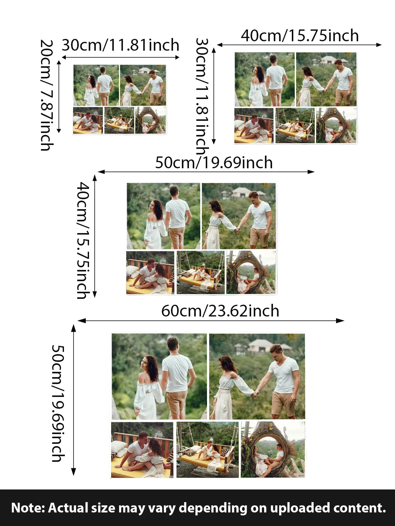 قطعة واحدة من لوحات الحائط المخصصة - صور وكلمات متعددة مخصصة، 20*30، لا تُنسى، DIY، هدايا مثالية للذكرى السنوية والاستخدام اليومي
