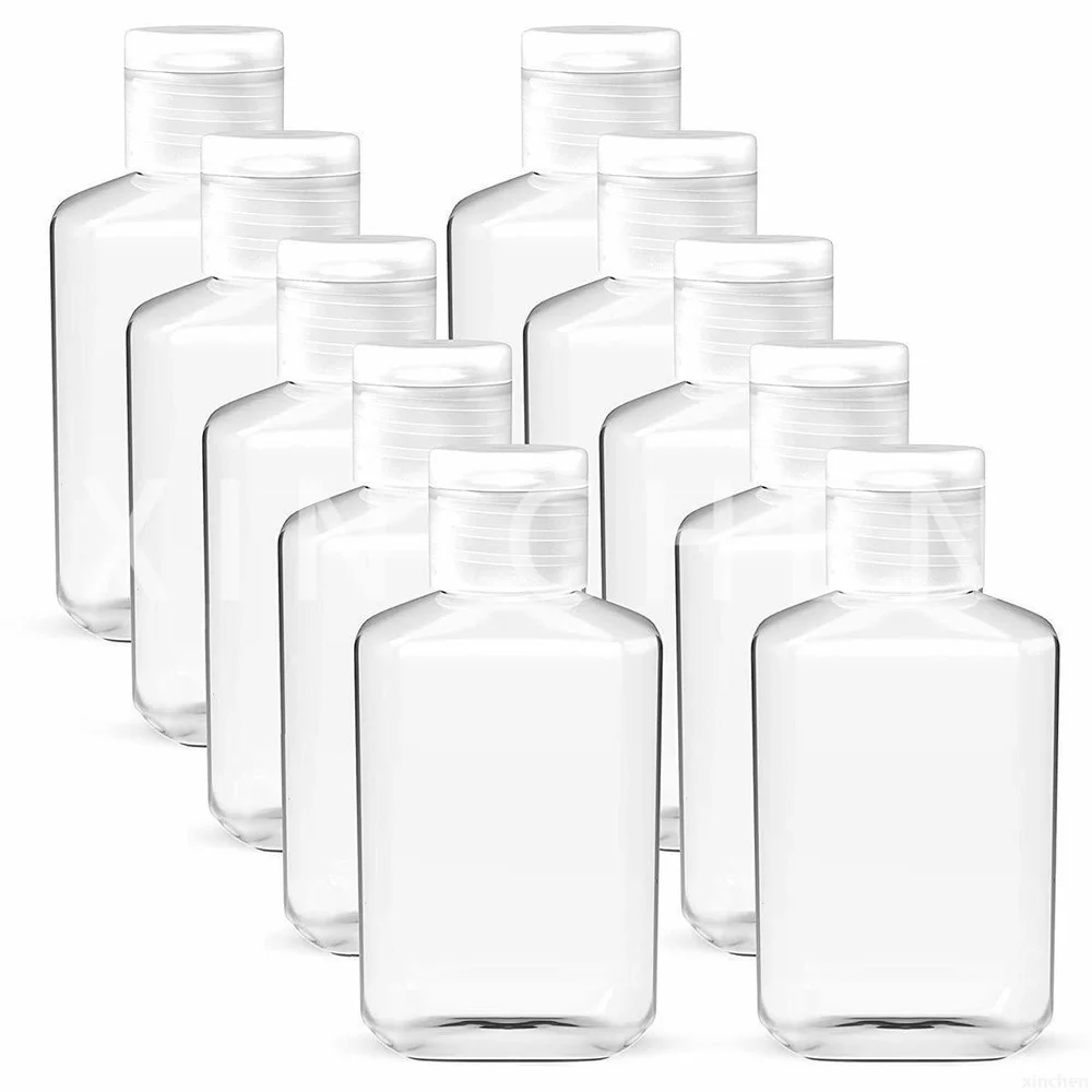 10pcs/set 60ml Empty Portable Square Travel Bottle Shampoo Bottle PET Cream Lotion Bottles Mini Refillable Cosmetic Container