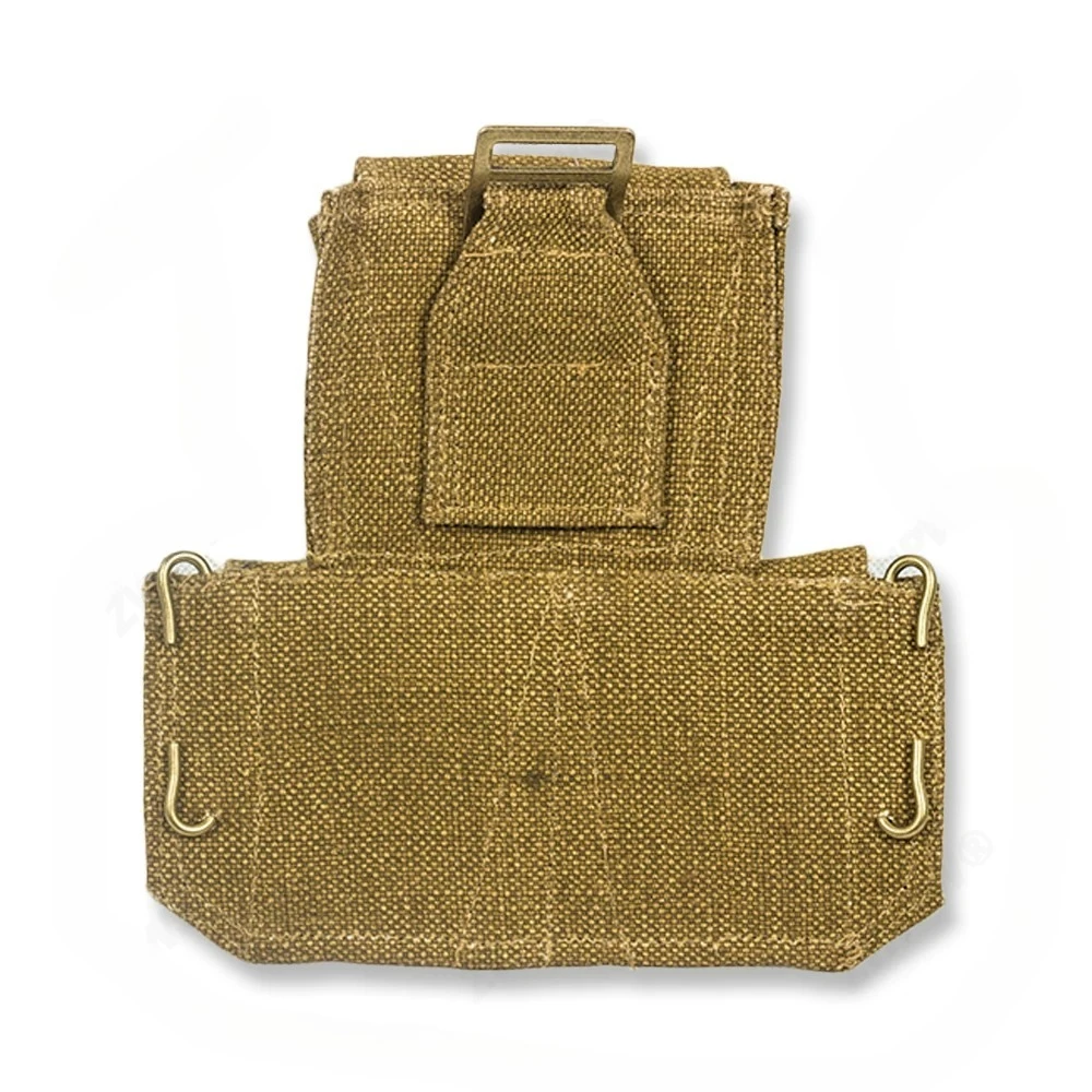 British P37 Enfield Triple Pouch WWII Canvas Replica Storage Bag 3-compartment Design Ideal for Outdoor Carry Vintage Collection