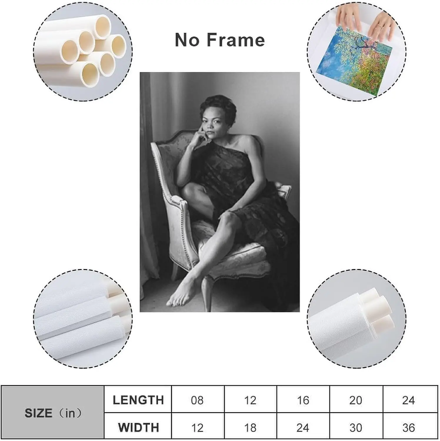 ملصق مطبوع عتيق باللونين الأبيض والأسود من Eartha Kitt (7) ملصق فني جداري من القماش لتزيين غرفة النوم والمنزل الحديث Pri