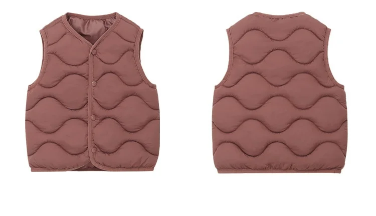 Warme, dicke Kinderwesten für Herbst und Winter, leichte Westen für Jungen und Mädchen, Studenten, Outdoor, ärmellose, einfarbige Baumwollwesten – Detail 6