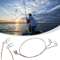 2pcs High Quality Fishing Line Steel Wire Leader Snap Swivels Wire Leadcore Leash Titanium Wire Anti Bite Thread With Safety Pin