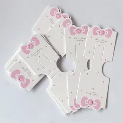 50 Stück süße rosa Bogen Kraft papier Verpackungs karten für handgemachte Haarschmuck Halskette Display Tags Haarband hängen Preis schilder