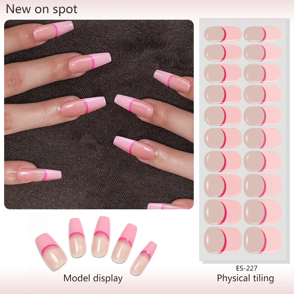 20 Finger Waterproof Semi Curing Nail Polish Adhesive Gel Nail Sticker Light Variable Hard Gel Nail Sticker Can Last for 30 Days