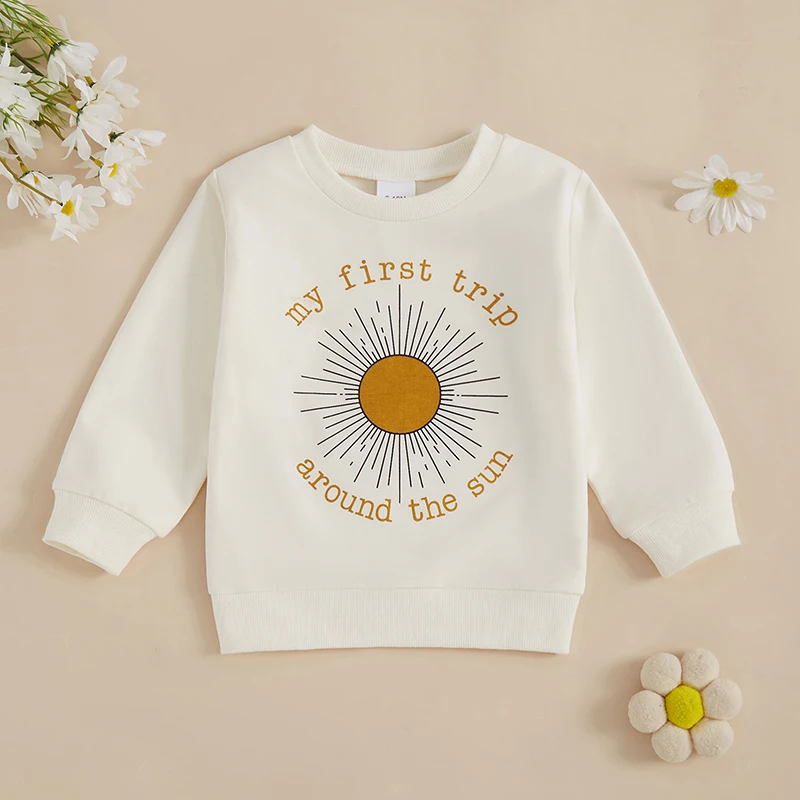 Baby Fall Sweatshirts Cute Fashion Letter Sun Pattern Long Sleeve Crew Neck Infant Tops