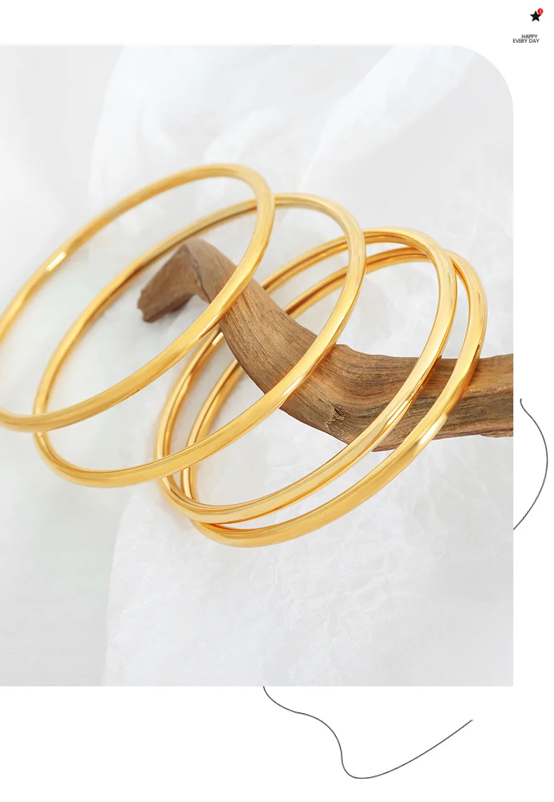 Fadeless Edelstahl Armreif Für Frauen Nicht Verblassen Kreisförmige Minimalistische frauen Hand Armbänder Frau Luxus Schmuck – Detail 9