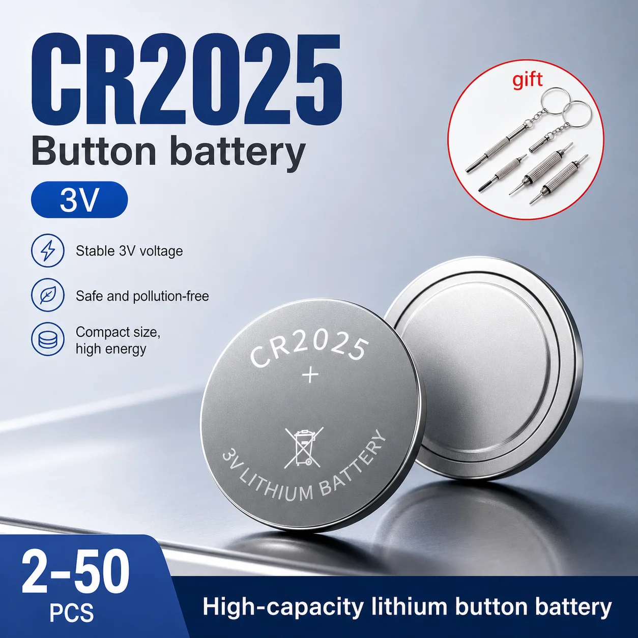 Lithium Coin Cell Battery CR2025 3V High Capacity Button Battery DL2025 BR2025 for Watch Clock Calculator Remote