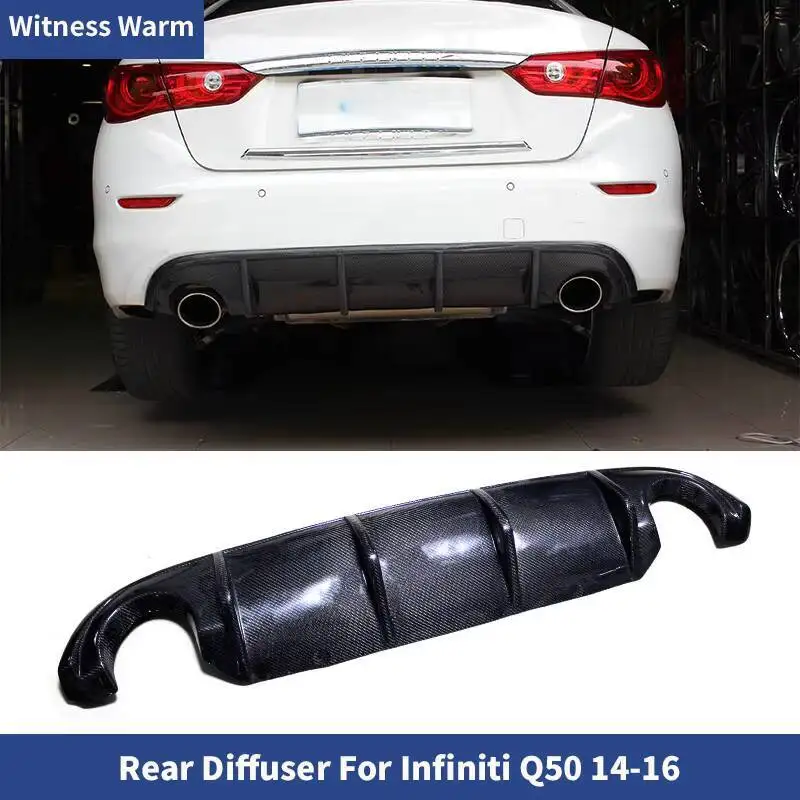 Diffuseur de pare-chocs arrière en fibre de carbone pour Infiniti Q50, spoiler de lèvre arrière, kit carrosserie 2014 et plus