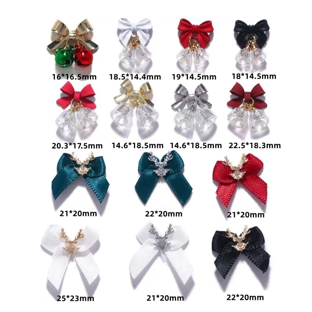 أجراس Bowknot مانيكير اكسسوارات عيد الميلاد مسمار التدريبات 3D مجوهرات الأظافر عيد الميلاد مسمار زينة القوس مسمار الراين