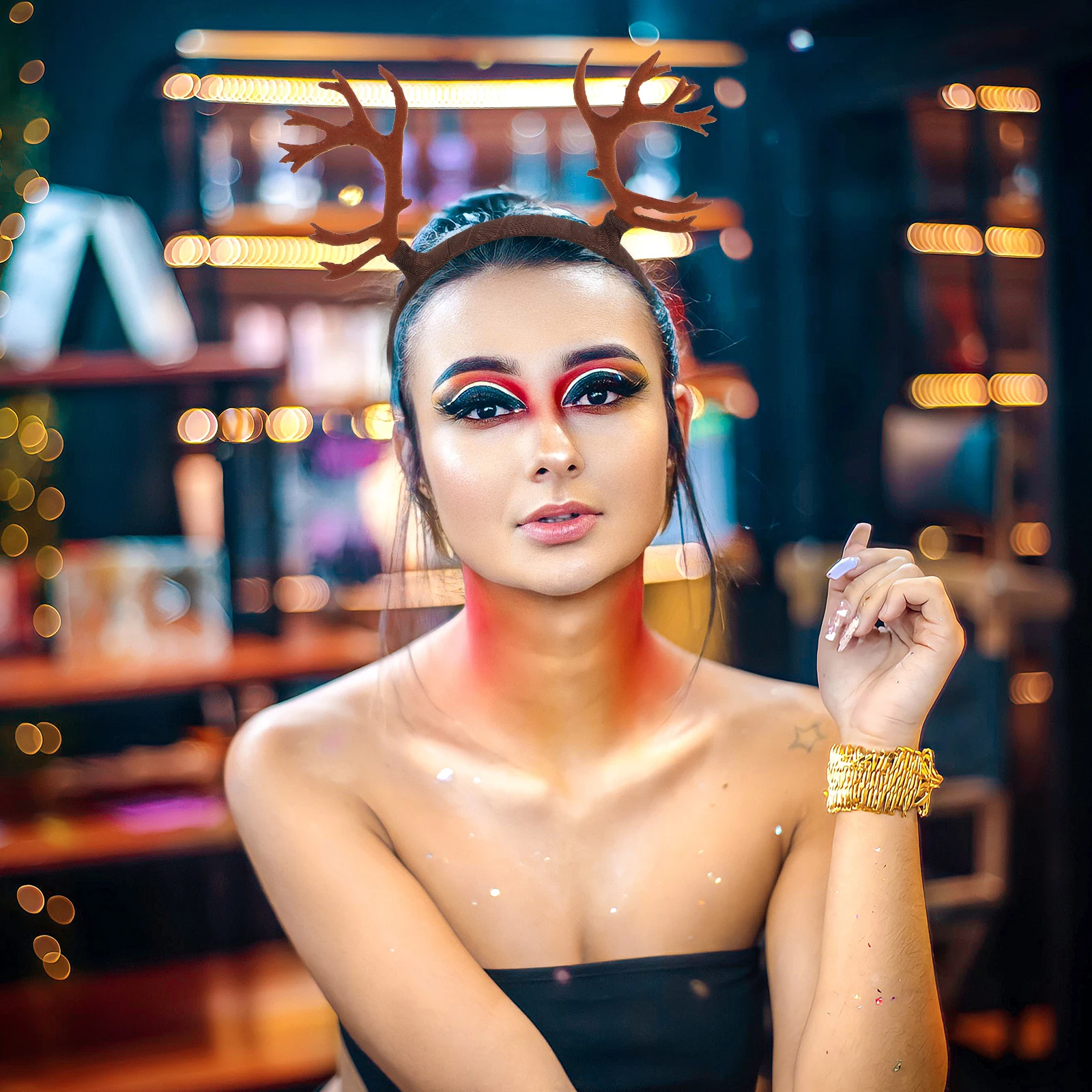 

Inflatable Antler Headband Miss Halloween Resin Headbands for Women Antlers Hair Hoops