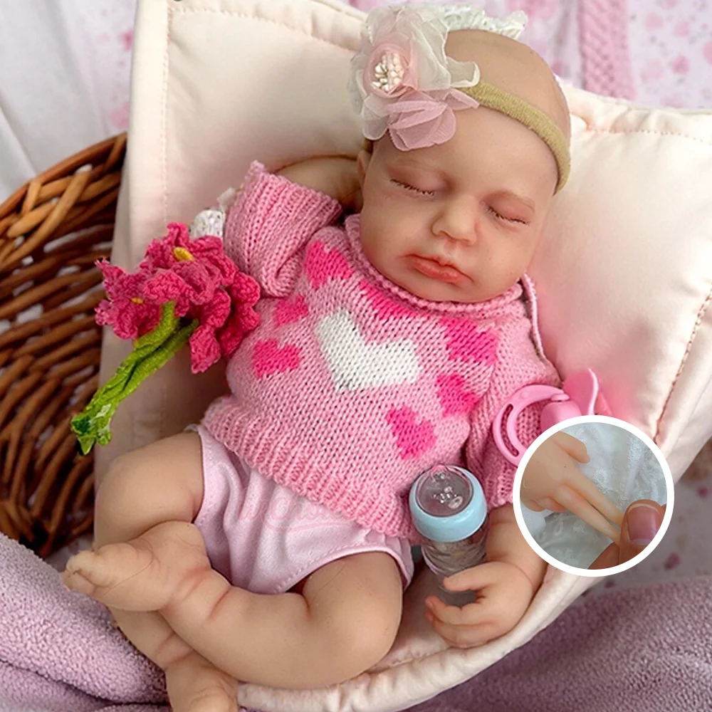 

Sleeping 12Inch Exquisite Silicone Reborn Baby Doll Girl Hand Painted Soft Newborn Small Doll For Limited Edition Collection