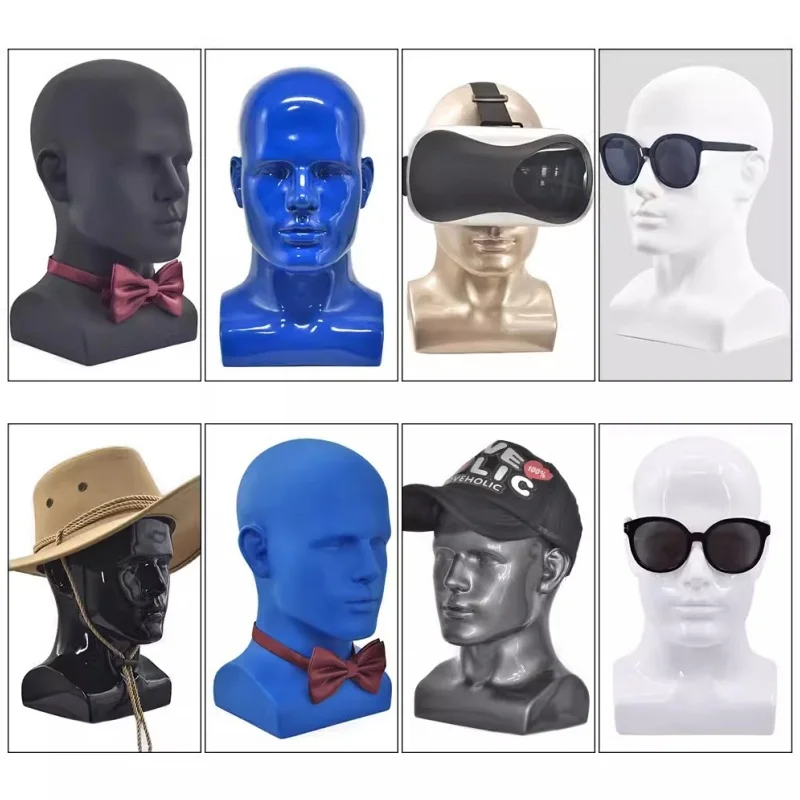 PVC Men Mannequin Head Mall Shelves Display Props Hats Masks Glasses Display Racks Model Heads