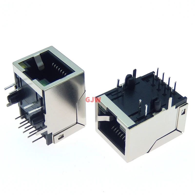 5PCS RJ45 Network Ethernet FEMALE SOCKET with light RIGHT ANGLE 59 8P8C female jack connector RJ45 59 Plastic type