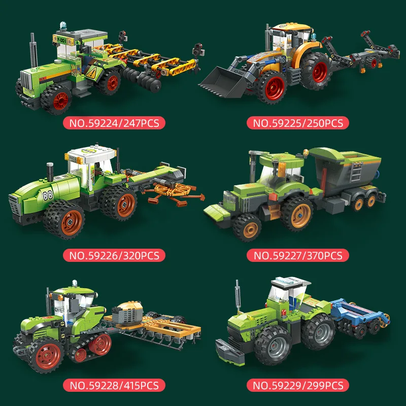 IN STOCK MOC Idea Agricultural Loader Tumbling Tiller Cultivator Mowing Flat Press Building Blocks Bricks Model Kids Toys Gift