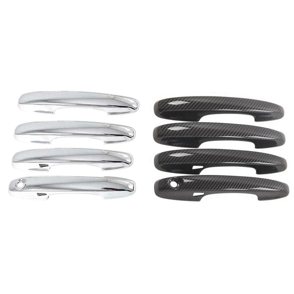 4PCS Car Door Handle Cover Trim Carbon Fiber/Chrome for Ford Kuga Escape 2020-2021 Car Exterior Parts