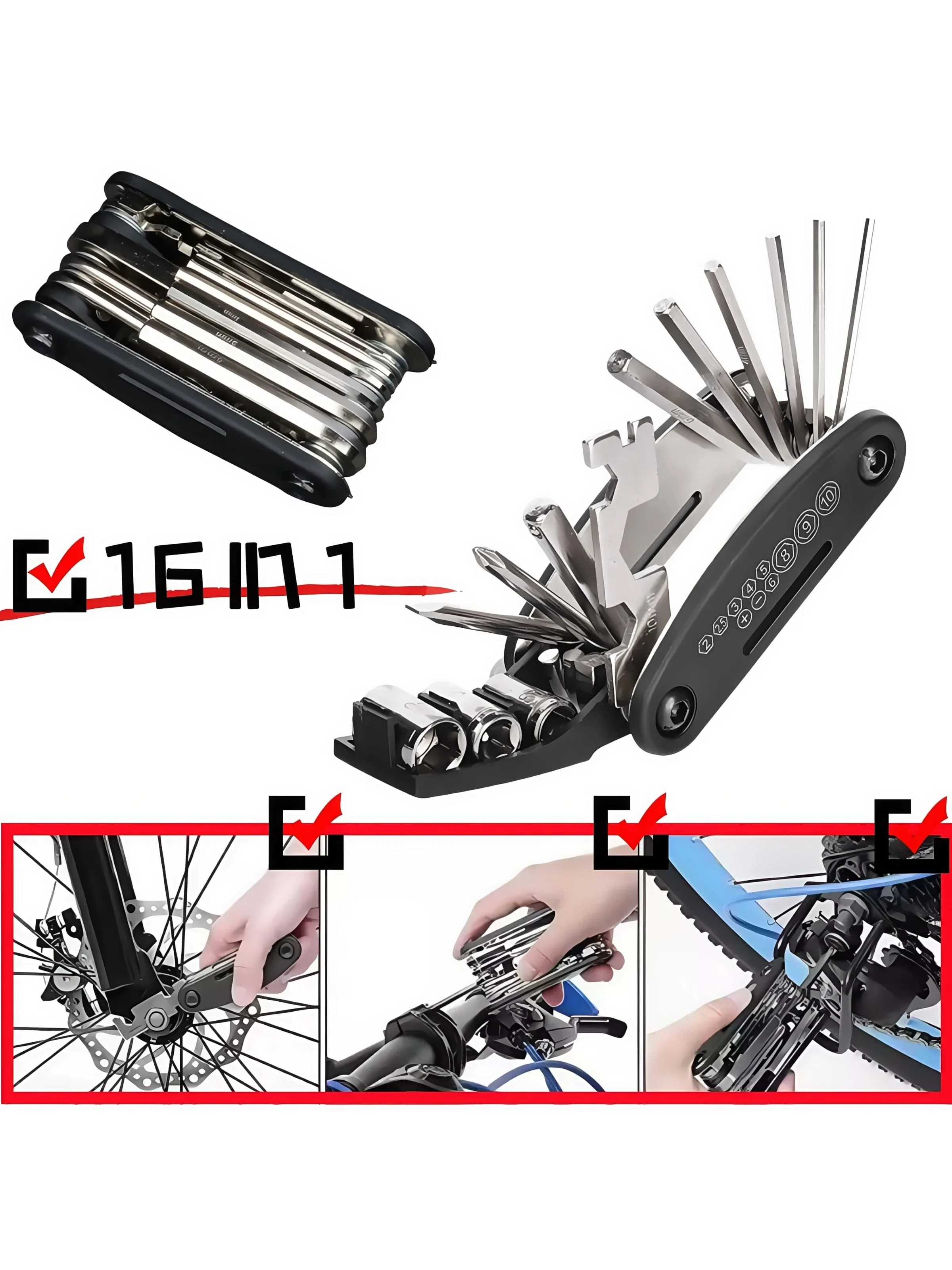 AliExpress 16 in 1 Bike Multi Tool Kit Portable Bicycle Repair Tool Set Includes Allen Wrench Socket Screwdriver Tire Levers for Bikes