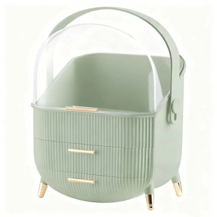 

Органайзер для косметики и уходовых средств с крышкой и выдвижными ящиками, витрина для косметики на столешницу в ванную комнату