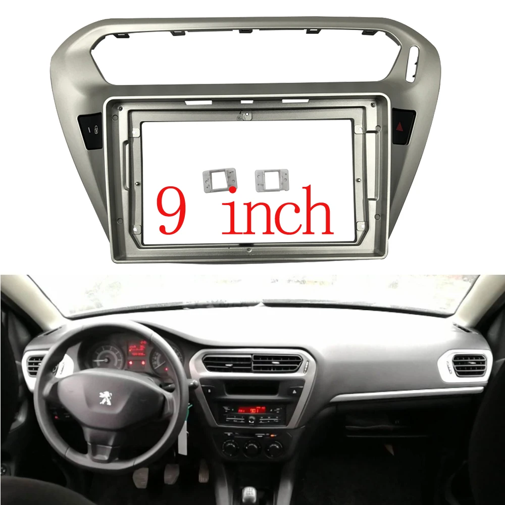 

2 Din 9 Inch Car Radio Installation DVD GPS Mp5 Plastic Fascia Panel Frame for Peugeot 301 CITRON ELYSEE 2014 Dash Mount Kit