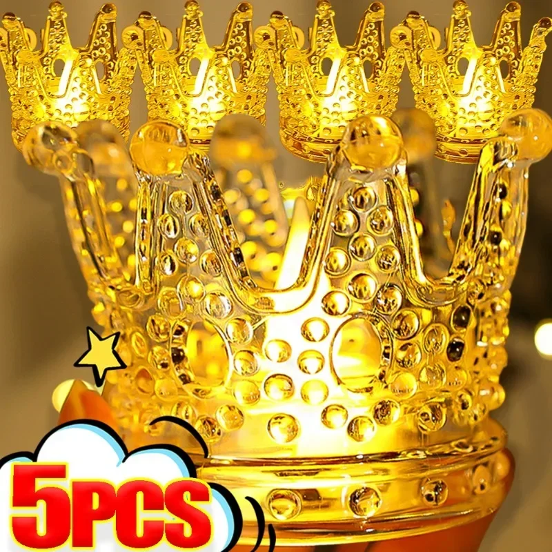 

LED Crown Candle Light Electronic Festival Desktop Ambient Crown Atmosphere Lights for Christmas Wedding Holiday Birthday Decor