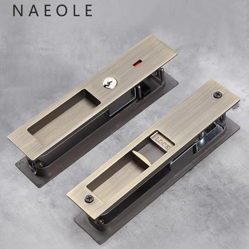 Indoor sliding door lock, suitable for kitchen, bathroom and indoor use, with key and indicator hook lock, household hardware ac