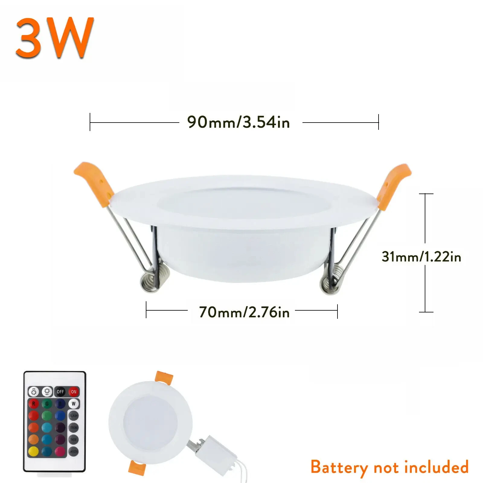 3W 5W 7W Downlight okrągłe światło Panel LED RGB ukryte wbudowana lampa sufitowa z pilotem AC 85-265V 220V 110V