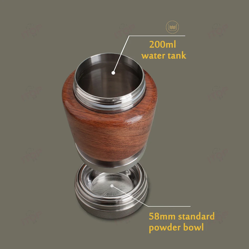 ITOP-cafetera Espresso portátil de acero inoxidable, máquina neumática de 58MM con soporte para el hogar y el Camping