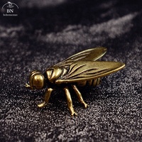 Mini Brass Fly Insect Ornament Miniature Statue Vintage Craft Decoration Metal Insects Animal Figurine Home Office Desktop Decor