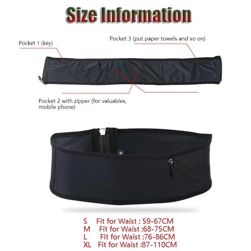 QUESHARK Running Mobile Phone Fanny Pack Men Cycing Close Fit Waist Bag Women Yoga Sports Bag Invisible Anti-theft Outdoor Bag