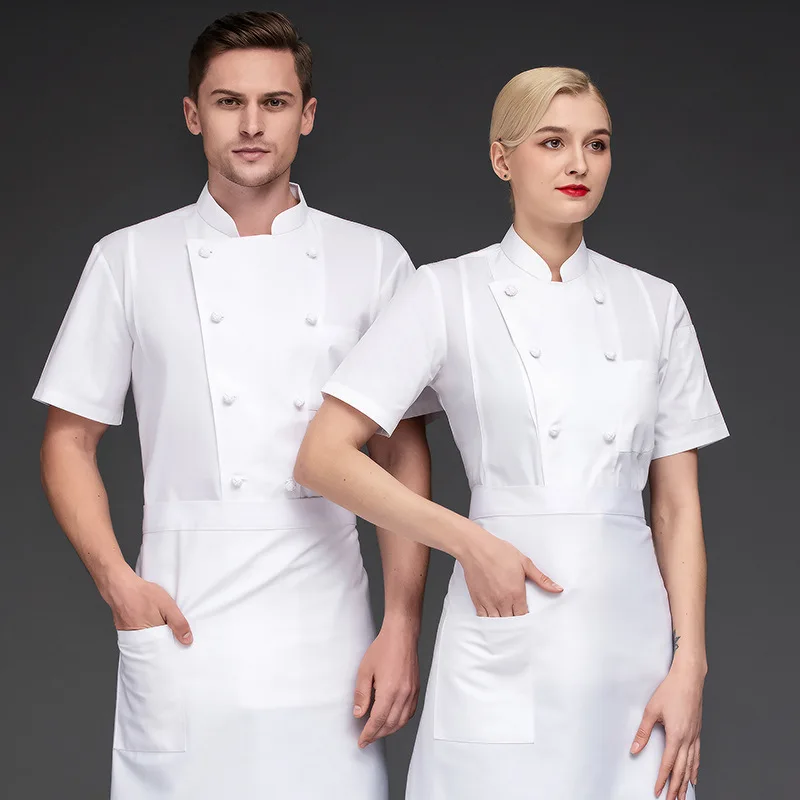 Hotel Chef Overalls Men's Short Sleeve Thin Breathable Hot Pot Restaurant Kitchen Restaurant Chef Long Sleeve Clothing Pure Whit