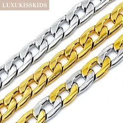 LUXUKISSKIDS Punk Gold Plated Men's Thick Chains Cuban Link Chain Necklace Stainless Steel Solid Gothic Collier Hiphop Collares