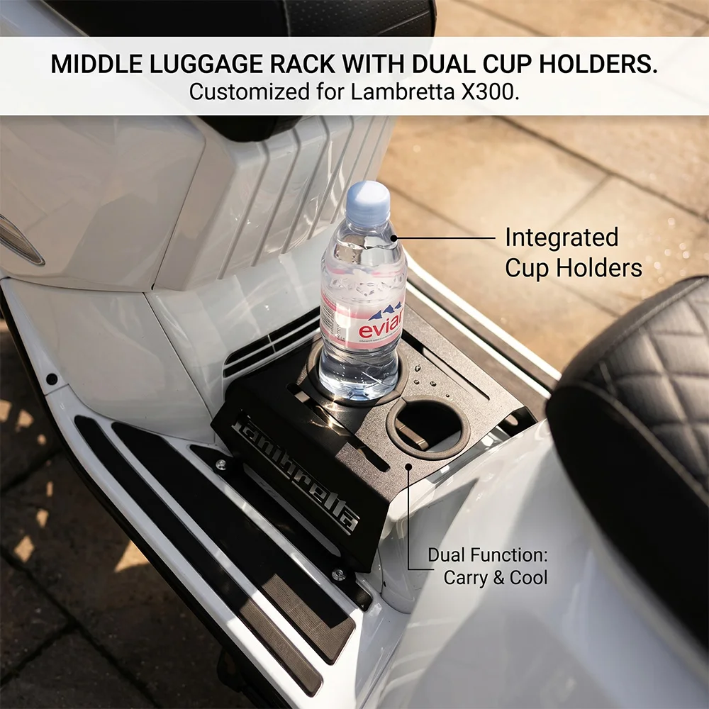 X-CLASS Scooter Middle Luggage Rack Heavy-Duty Carbon Steel Footboard Cargo Carrier for Lambretta X300 2022 2023 2024 2025 2026