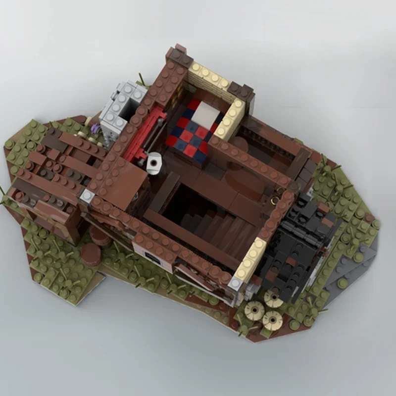 Tijolos de vista de rua medieval casa medieval blocos taverna arquitetura modular casa de madeira tijolo moc castelo cidade blocos presente do miúdo