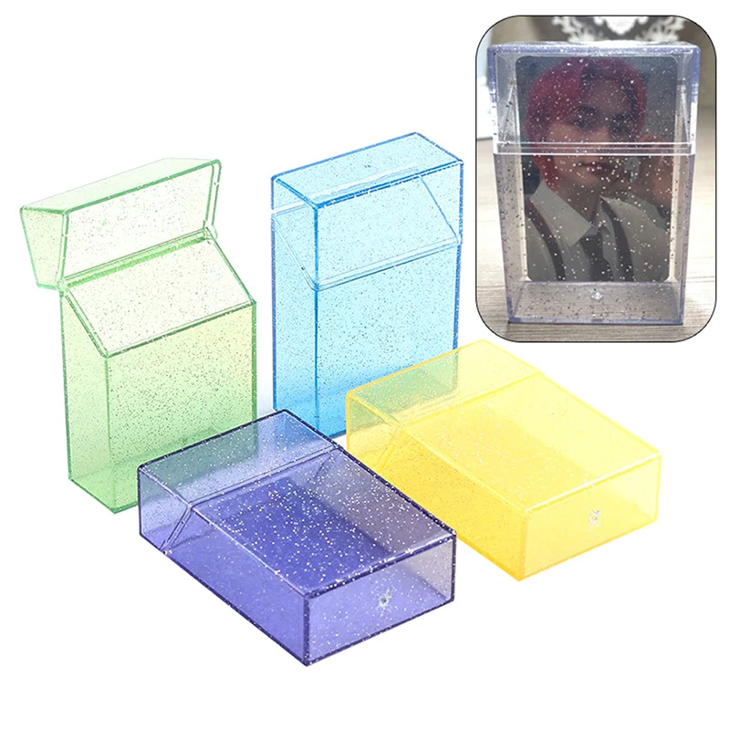 Imagem -03 - Caixa de Armazenamento Transparente para Cartão de Foto Papelaria Kawaii Case Idol Álbuns Container Game Card Sleeves 1pc