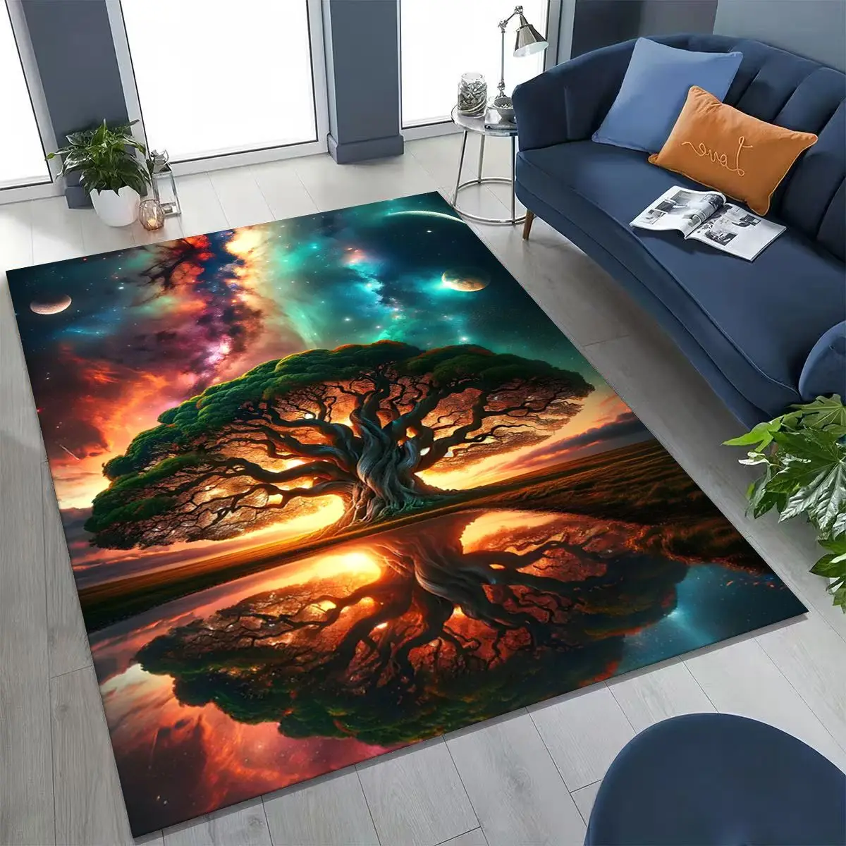 

Nordic Tree of Life Symbol Totem Yggdrasil Rug for Bedroom Living Room Sofa Home Doormat Decor,kid Non-slip Floor Mat Gift