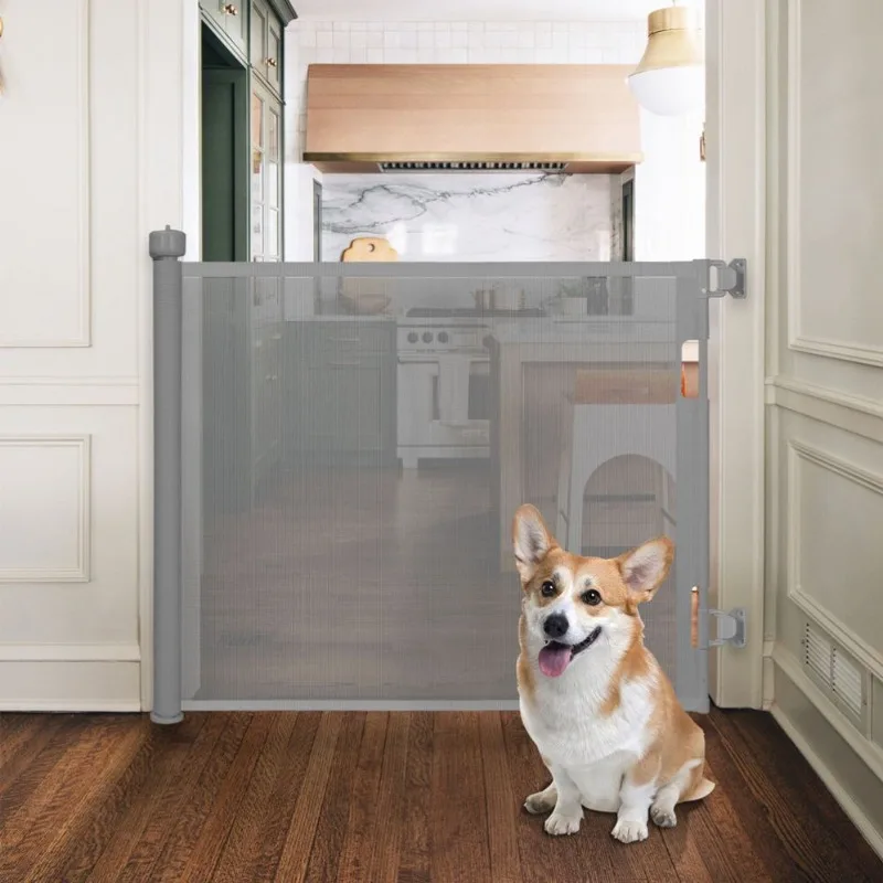 

Выдвижные защитные ворота для домашних животных с двойным замком, раздвижные ограждения для лестниц, защита для дома и улицы