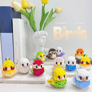 Micro building blocks for children, bird parrot, cockatiel, parakeet, diy mounted, 3D model, mini Bricks builder, pigeon, macaw 10 Main Sales Macaw Clothing - №6