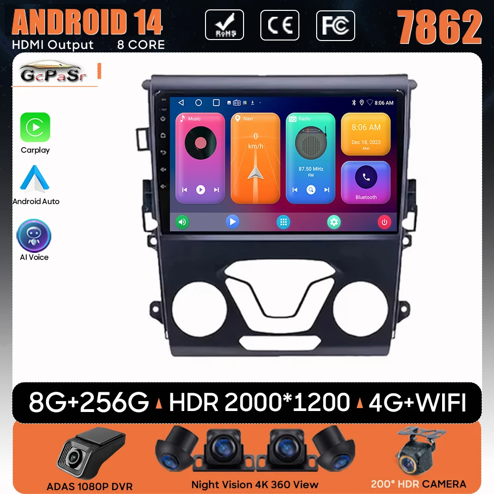 

Car Radio Android 14 For Ford Mondeo 5 Fusion 2012 - 2014 Navigation GPS Android Auto Carplay Multimedia Player 4G WiFi No 2din