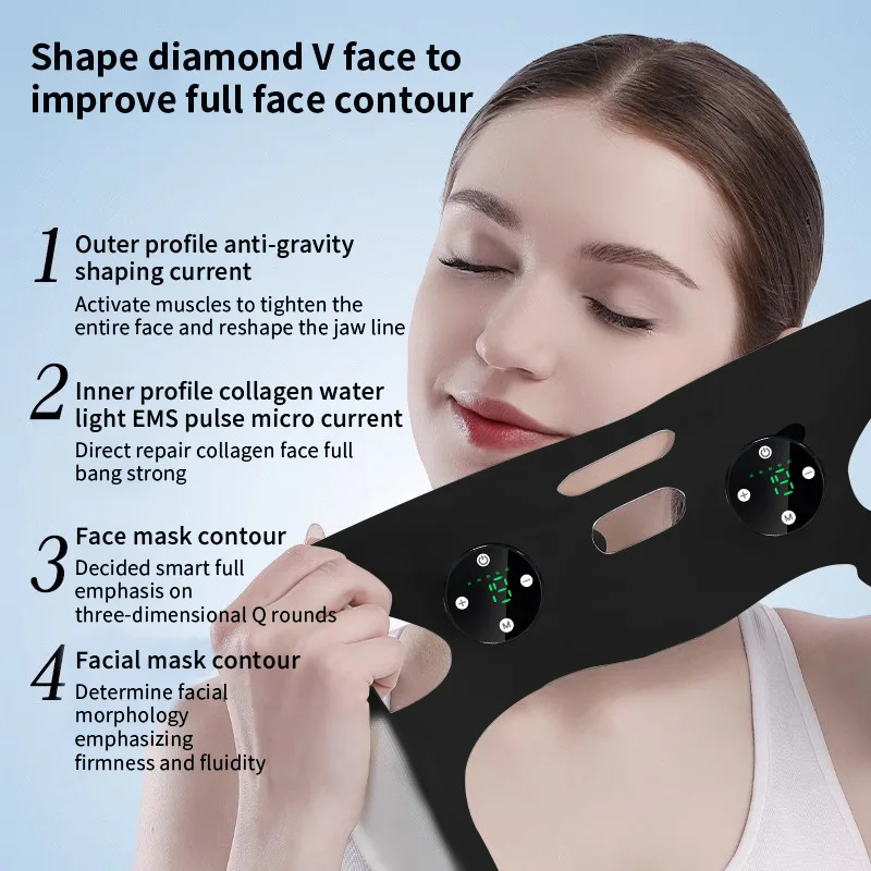 New Facial Massager V-Shape Face Belt Facial Lifting Chin Microcurrent Beauty Skincare