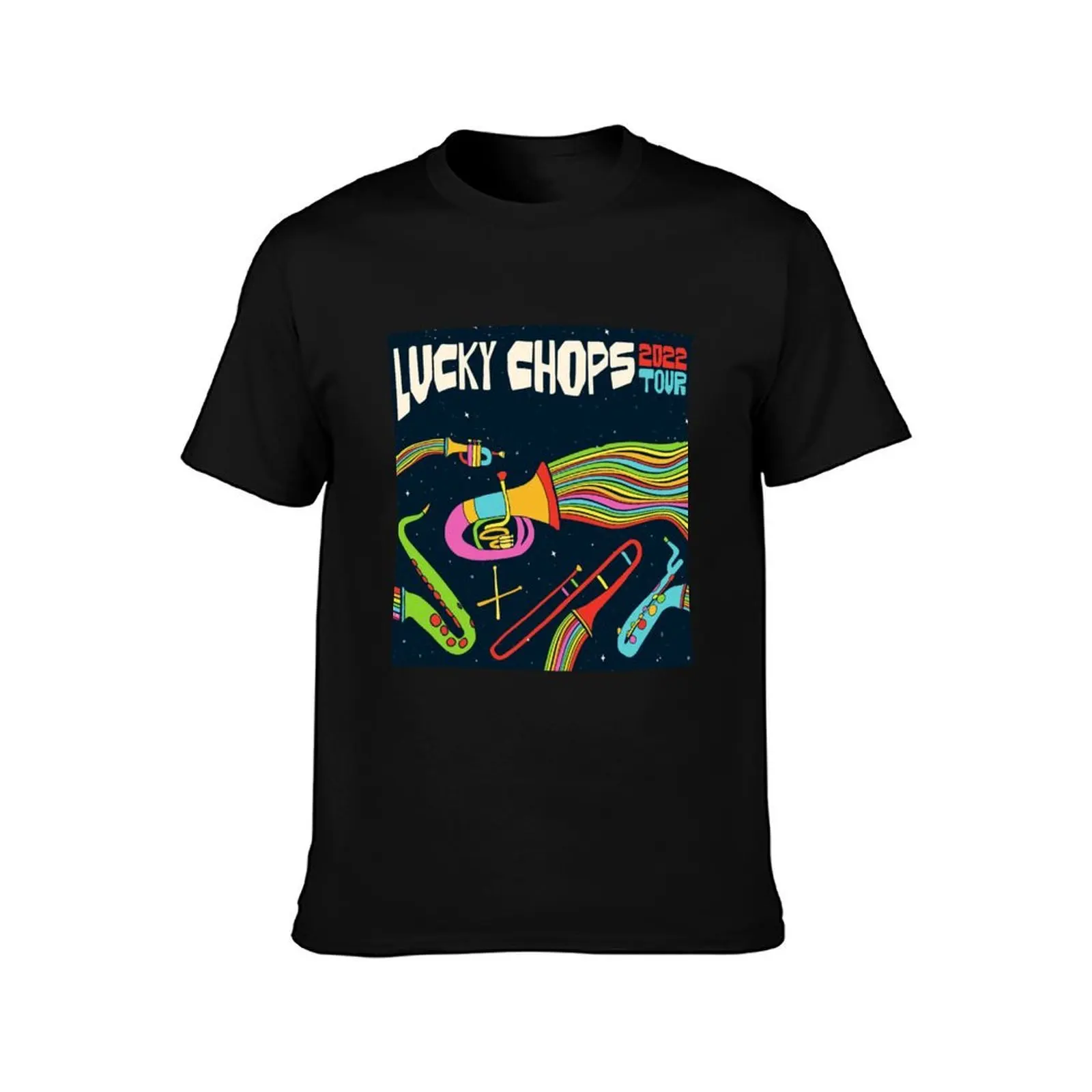 Lucky Chops T-Shirt, Summer Casual Cotton Tee, Oversized Streetwear Tops, Vintage Graphic Print, Loose Fit Short Sleeve