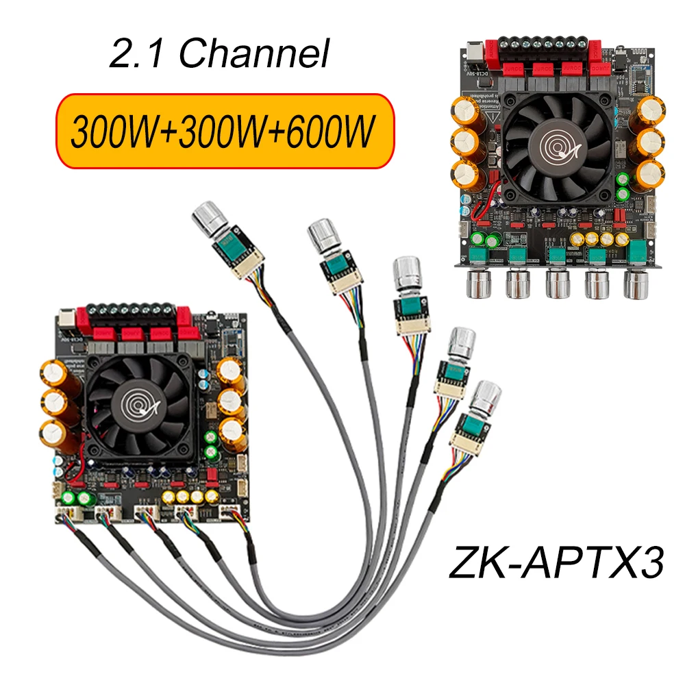 ZK-APTX3 2.1 Channel BT Sound Amplifier Board 300W+300W+600W QCC3034 TPA3255 Audio Stereo Equalizer Amp Supports APTX