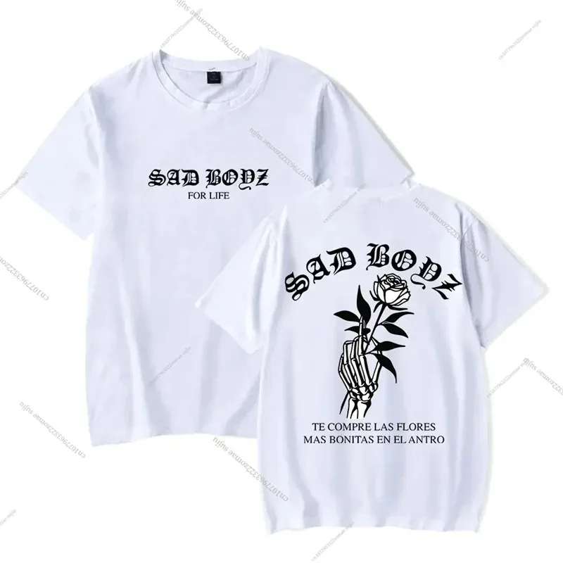 High Quality Oversized Men T-shirts Junior H Las Flores Tee Sad Boyz Tour Merch Print Summer Women Fashion Casual Short Sleeve