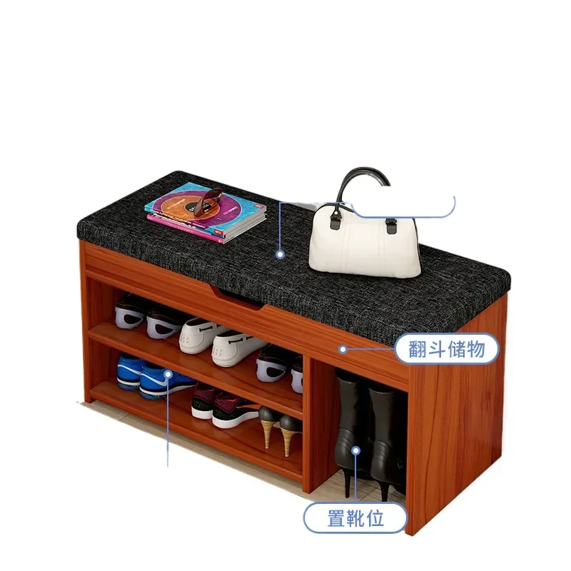 Upholstered Shoe Bench Entryway Storage Ottoman Padded Seat Rack for Hallway Living Room Home Organization Furniture