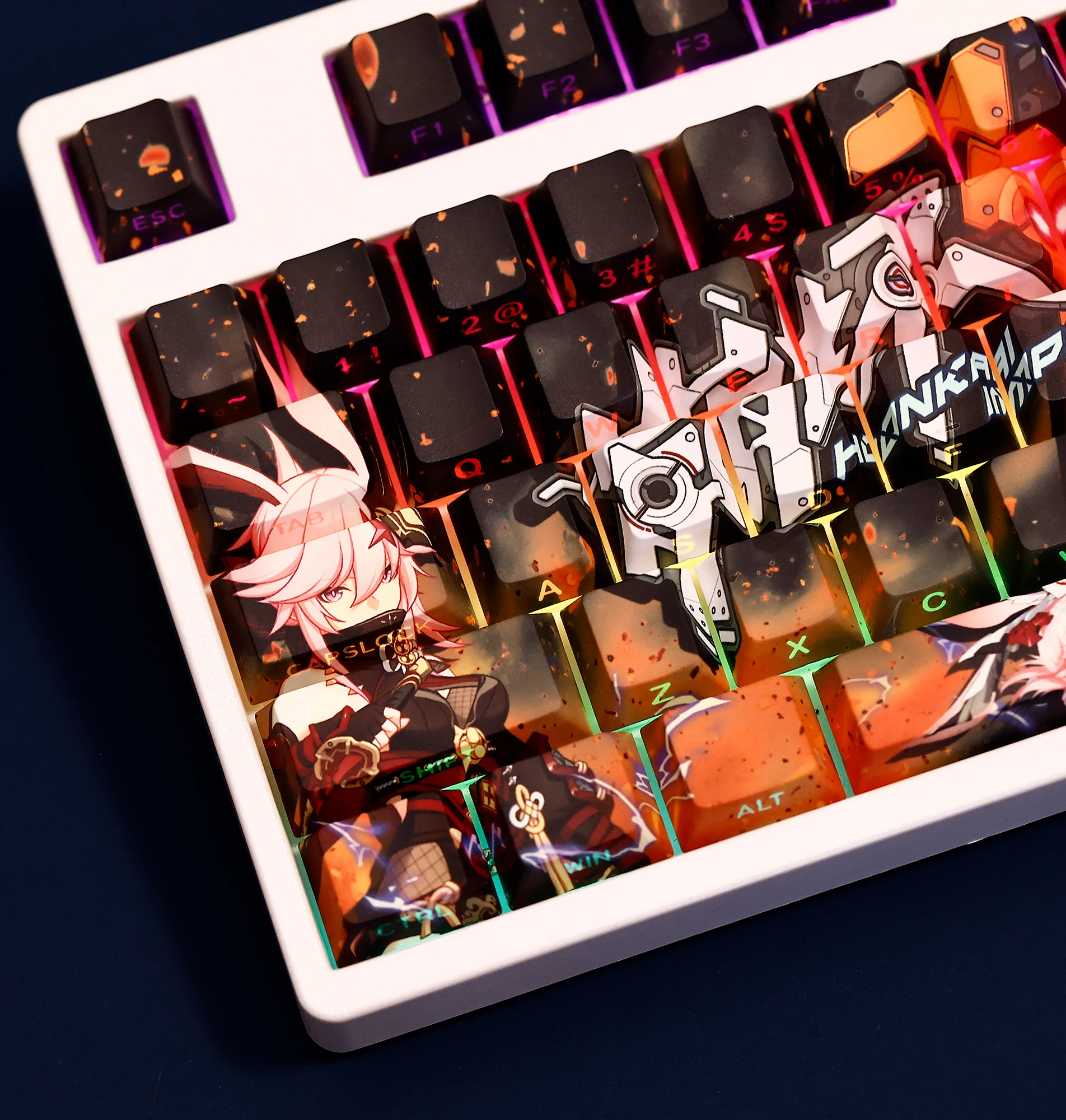 Yae Sakura 108 Key Cap Honkai Impact Key Cover PBT DYE Sublimation Cherry MX Cross Axis Switch Keycap Mechanical Keyboard Gift