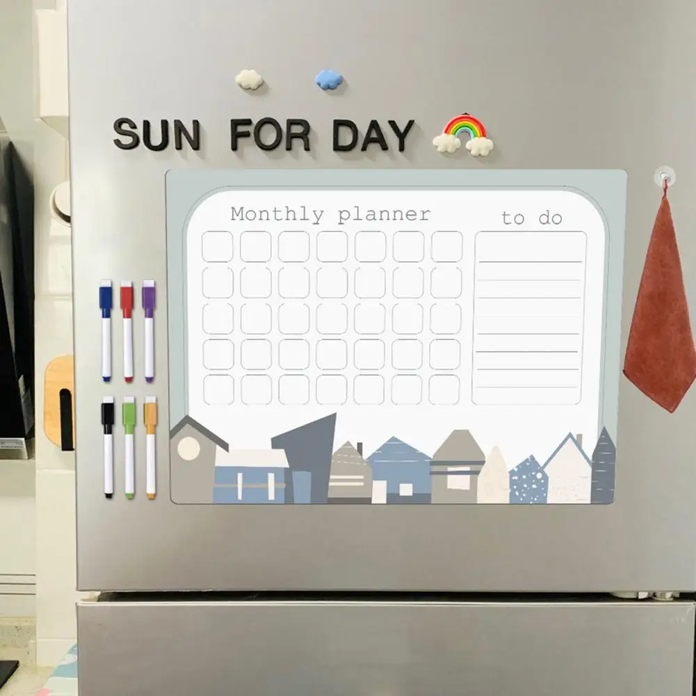 消去可能な冷蔵庫プランナーセット、磁気ホワイトボード、週次プランナー、家庭用の乾式消去メッセージボード付き冷蔵庫、9個